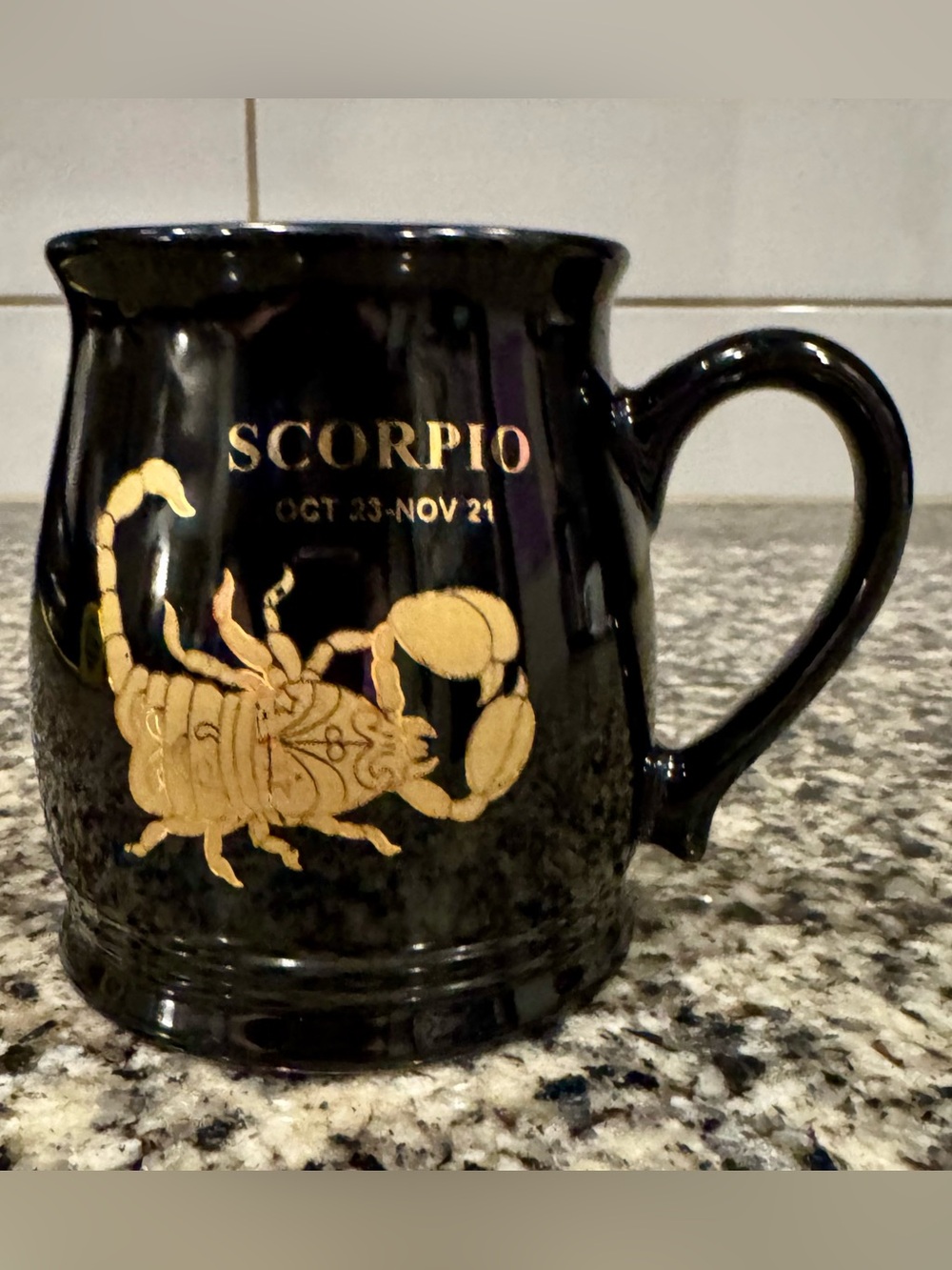 Scorpio Gold-Accent Black Ceramic Mug - Astrology Zodiac Design
